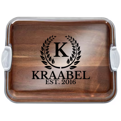 Customizable Farberware Build-a-Board - 11" x 14" Acacia Serving/Charcuterie Board with Clear Top