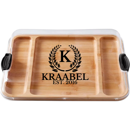 Customizable Farebareware Build-a-Board - 16" x 12" Bamboo Serving/Charcuterie Board with Clear Top