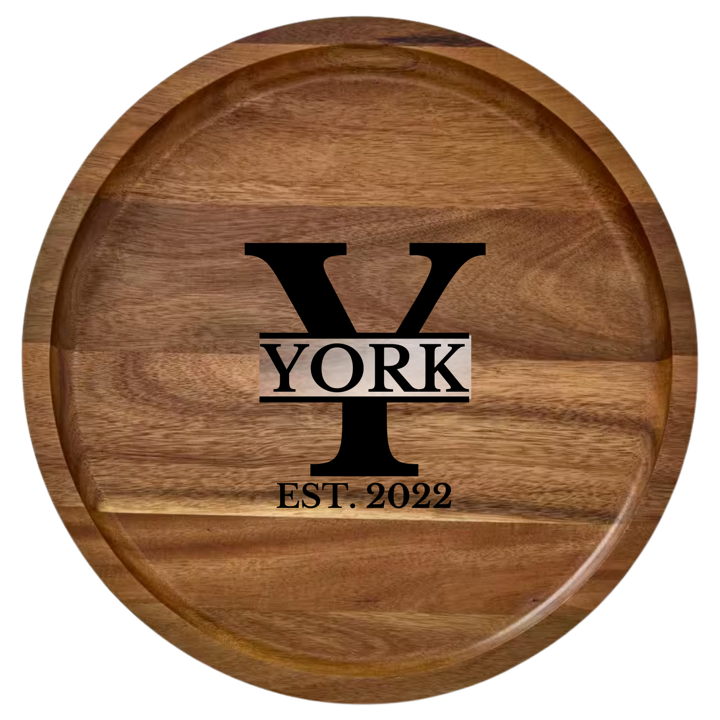 Shopify Farberware 14" Round Build-A-Board - Customizable Acacia Cutting Board with Secure Snap Lid and See-Through Top for Showcasing Food