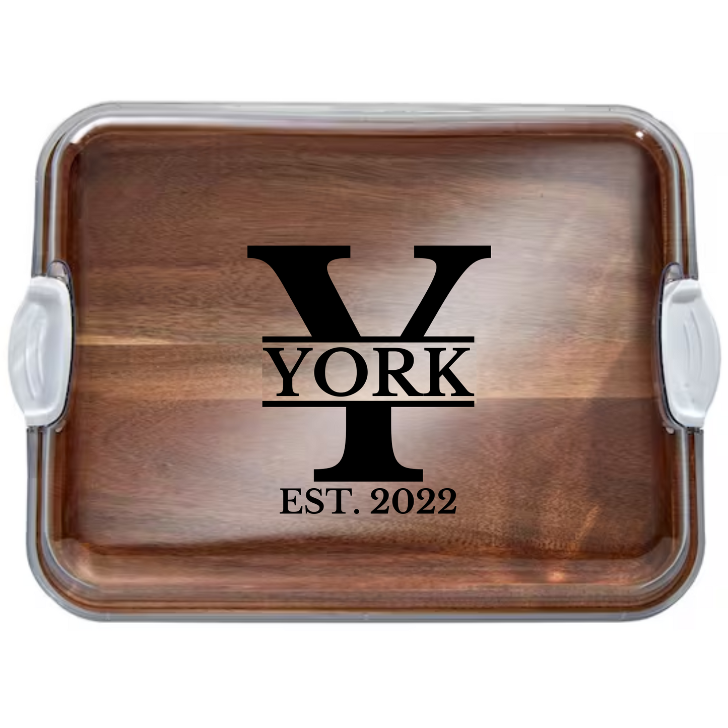 Customizable Farberware Build-a-Board - 11" x 14" Acacia Serving/Charcuterie Board with Clear Top