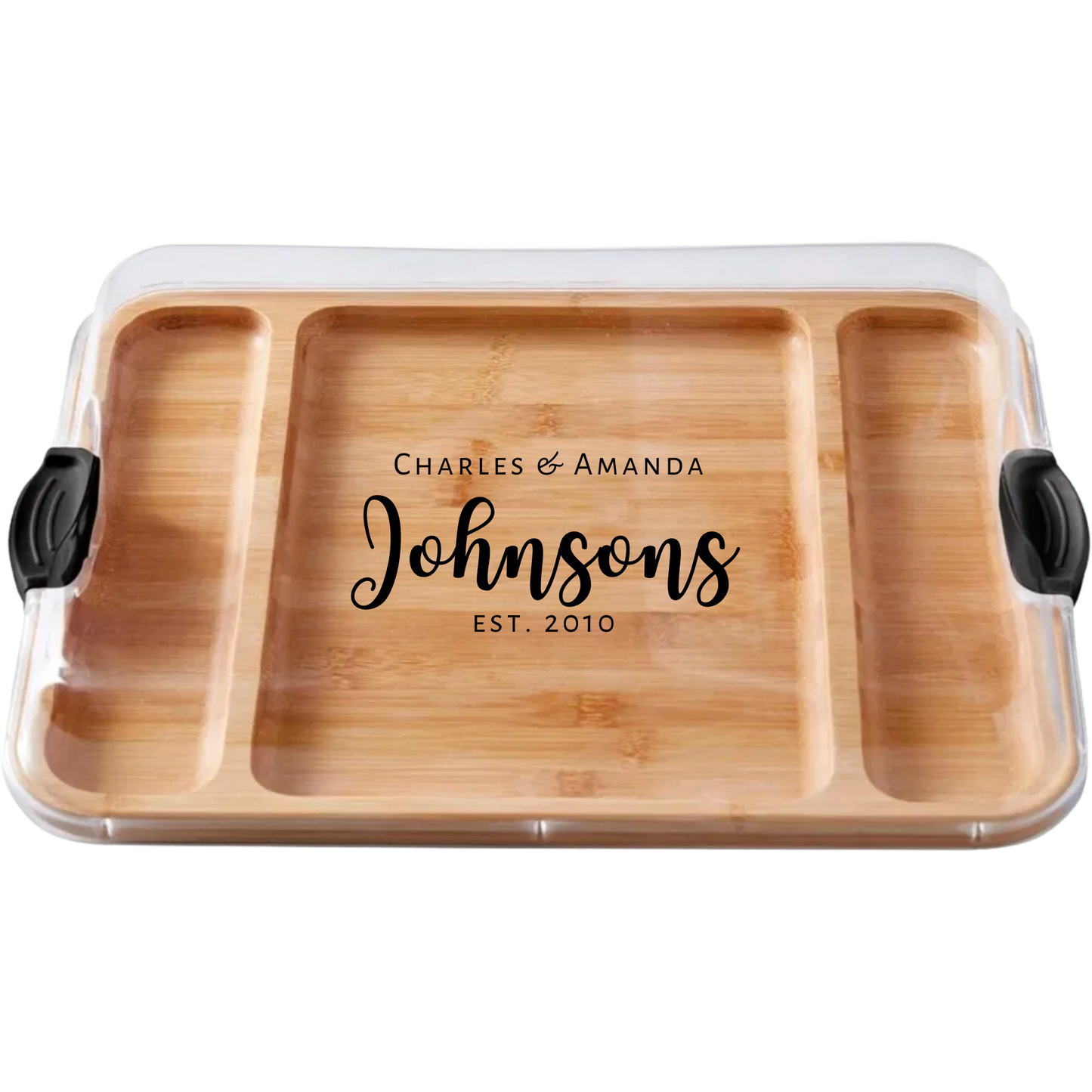 Customizable Farebareware Build-a-Board - 16" x 12" Bamboo Serving/Charcuterie Board with Clear Top