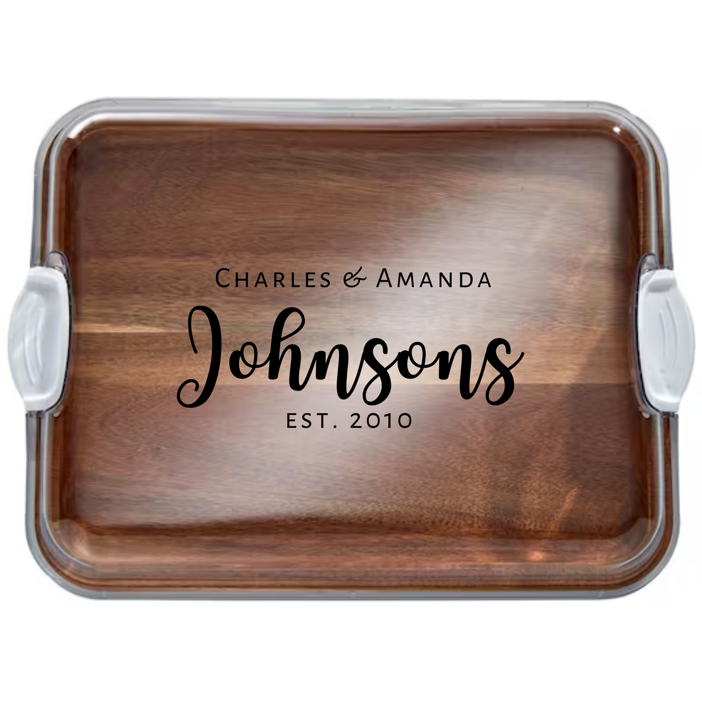 Customizable Farberware Build-a-Board - 11" x 14" Acacia Serving/Charcuterie Board with Clear Top