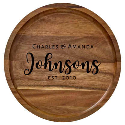 Shopify Farberware 14" Round Build-A-Board - Customizable Acacia Cutting Board with Secure Snap Lid and See-Through Top for Showcasing Food