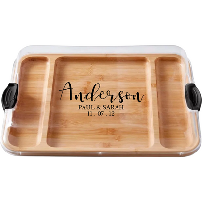 Customizable Farebareware Build-a-Board - 16" x 12" Bamboo Serving/Charcuterie Board with Clear Top