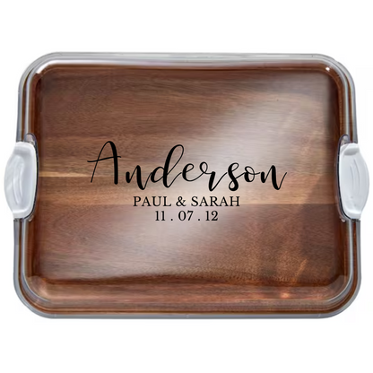 Customizable Farberware Build-a-Board - 11" x 14" Acacia Serving/Charcuterie Board with Clear Top