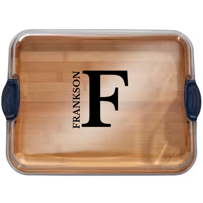 farberware 11" x 14" bamboo build-a-board with secure snap lid for see-through showcase of food - customizable quality serving board perfect for any occasion