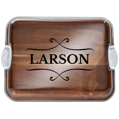 Customizable Farberware Build-a-Board - 11" x 14" Acacia Serving/Charcuterie Board with Clear Top