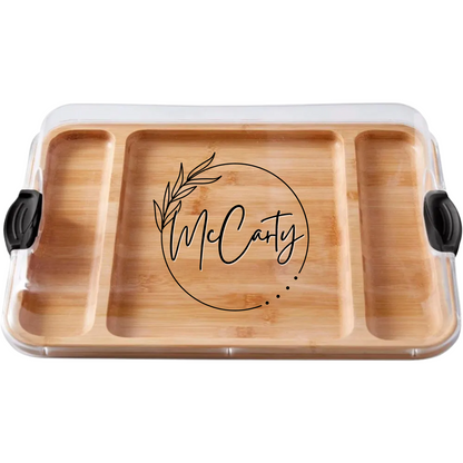 Customizable Farebareware Build-a-Board - 16" x 12" Bamboo Serving/Charcuterie Board with Clear Top