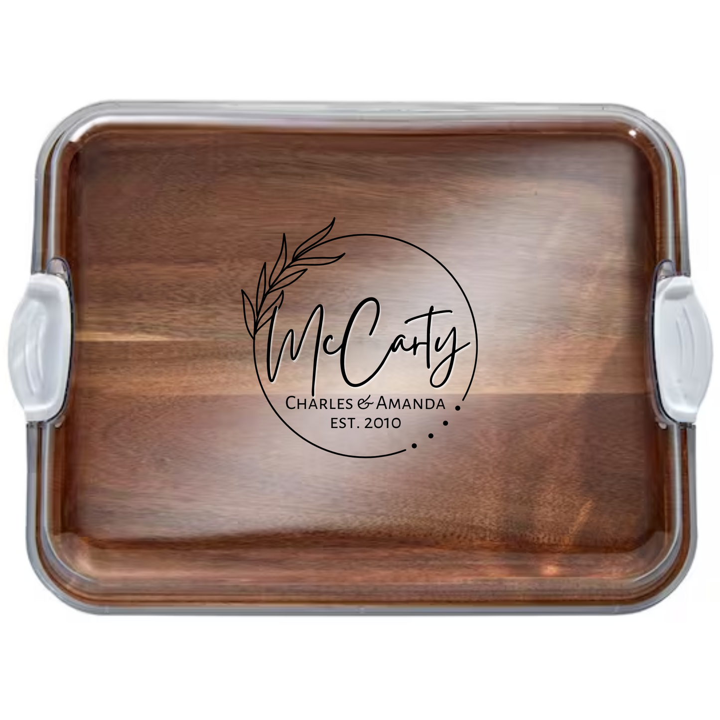 Customizable Farberware Build-a-Board - 11" x 14" Acacia Serving/Charcuterie Board with Clear Top