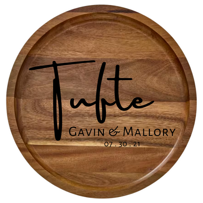 Shopify Farberware 14" Round Build-A-Board - Customizable Acacia Cutting Board with Secure Snap Lid and See-Through Top for Showcasing Food