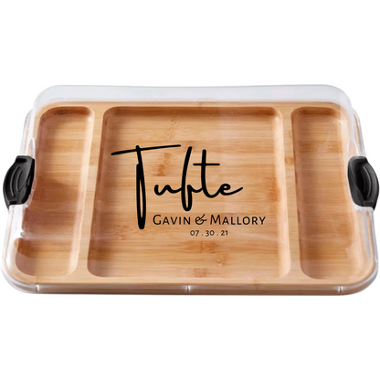 Customizable Farebareware Build-a-Board - 16" x 12" Bamboo Serving/Charcuterie Board with Clear Top