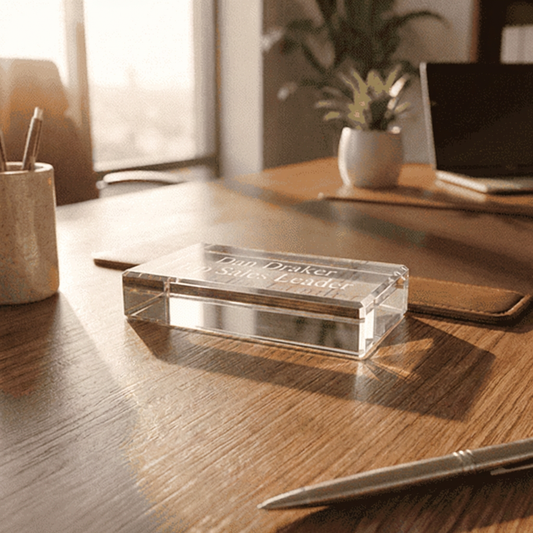 Elevate Your Recognition with Custom Crystal 4" x 3" Rectangle Paperweight - Perfect for Businesses, Events, and Employee Awards! | Bulk Order