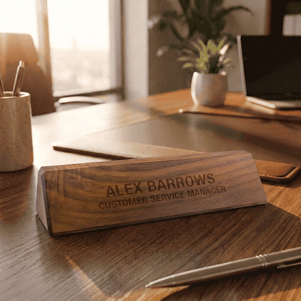 Personalized Walnut Desk Nameplate 10.5" x 2.25" - Customizable, Stylish Office Decor, Perfect for Professionals, Use In Any Workspace | Bulk Order