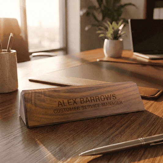 Personalized Walnut Desk Nameplate 10.5" x 2.25" - Customizable, Stylish Office Decor, Perfect for Professionals, Use In Any Workspace | Bulk Order