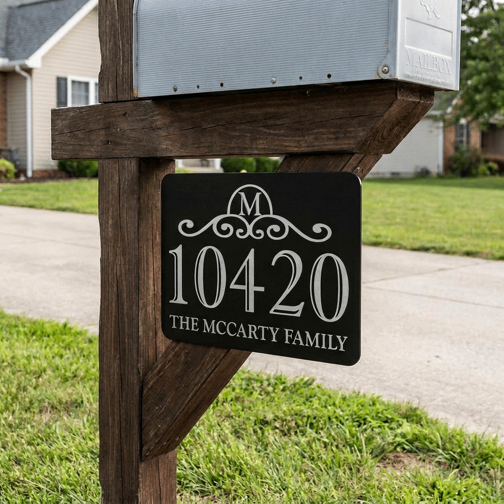 Personalized Matte Black Metal House Sign | Custom Address Plaque, Family Name, House Number, Outdoor Wall Decor Or House Warming Gift