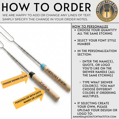 Personalized Telescoping Roasting Stick Skewer Extend To 30 Inch For Fire Pit And Bonfire Backyard Gatherings Roast Marshmallows Hot Dogs Pizza Rolls Pineapple Chunks Bulk Sets Available