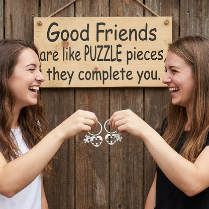 Personalized Stainless Steel Puzzle Keychain Set For Best Friends/ BFF/ Besties Names or Dates Gift – Best Friends Are Like Puzzle Pieces