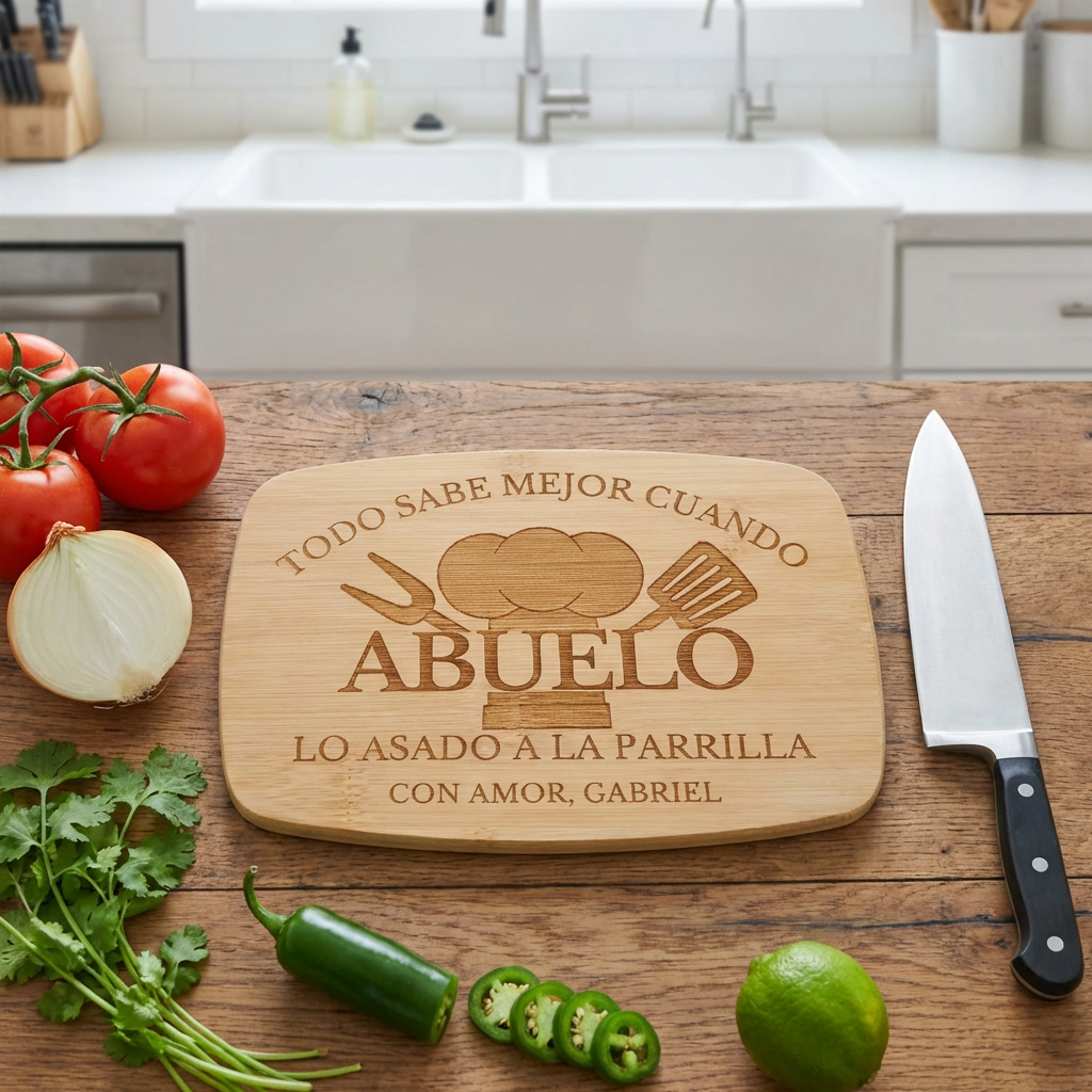 Personalized Abuelo Spanish Cutting Board With Multiple Designs For Bbq Prep & Serving, Grill Master Kitchen Decor For Fathers Day Birthday