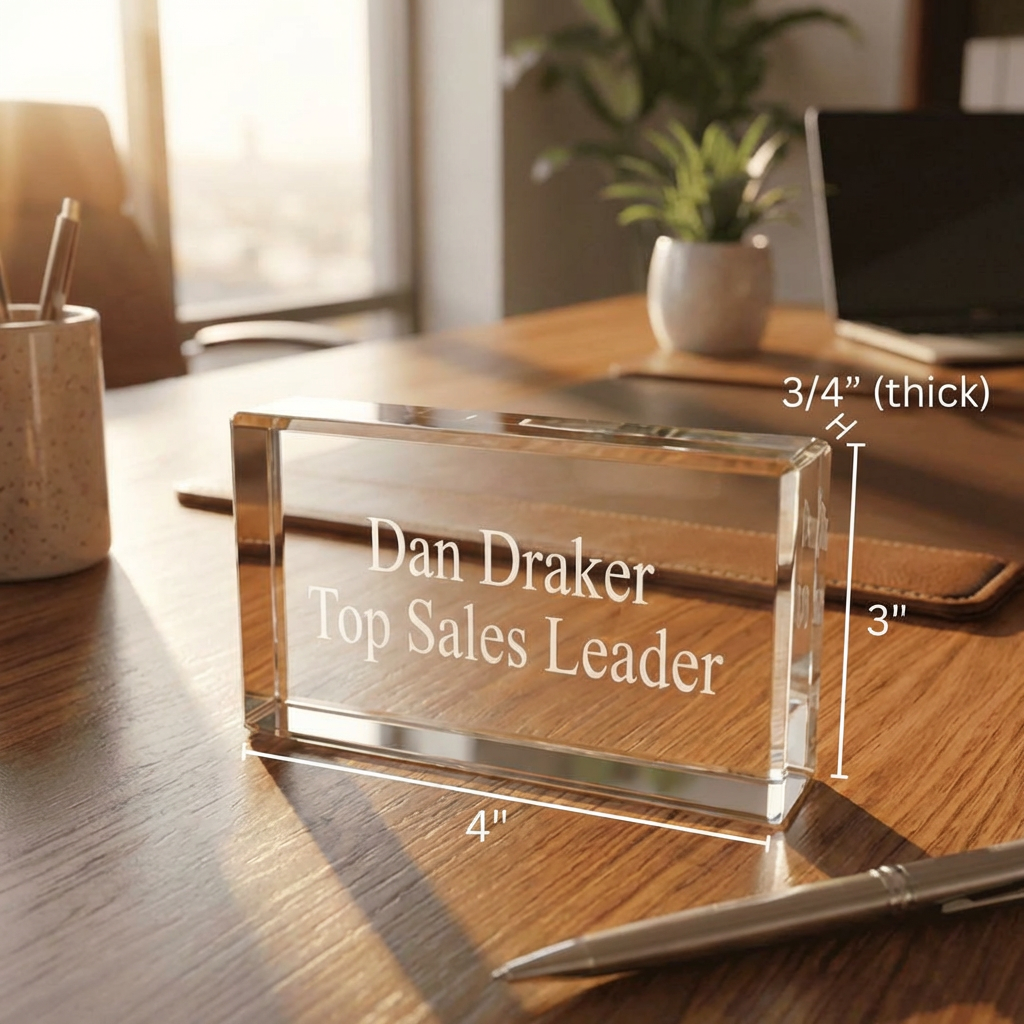 Elevate Your Recognition with Custom Crystal 4" x 3" Rectangle Paperweight - Perfect for Businesses, Events, and Employee Awards! | Bulk Order