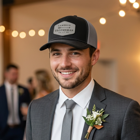 Personalized Wedding Party Hat, Custom Groomsmen Hat, Best Man Gift, Groom Hat, Wedding Party Gift, Groom Crew,  Richardson 112 Trucker Hat