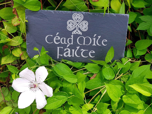 Cead Mile Failte Slate Door Hanger, Irish Welcome Door Sign, Celtic WELCOME, Front Door Welcome Sign, Door Hanger, Front Porch, Irish