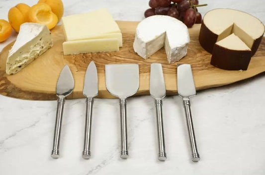 Charcuterie Cheese Knives, RSVP Endurance Cheese Knives Set of 5, Stainless Steel Cheese Knife, Set of 5