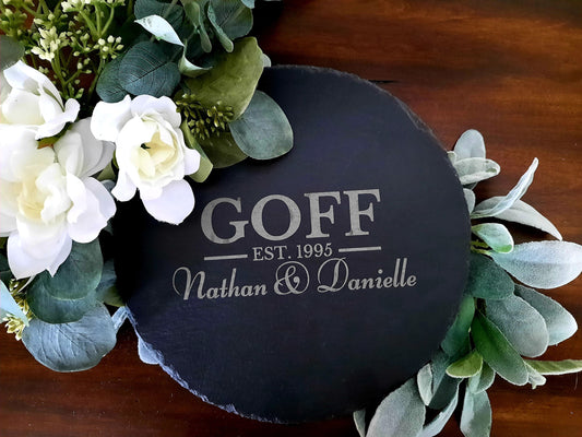 Personalized Slate Serving Board, Monogrammed Appetizer Tray, Buffet Cheese Board, Engraved Entertaining Charcuterie Tray, hors d'oeuvres