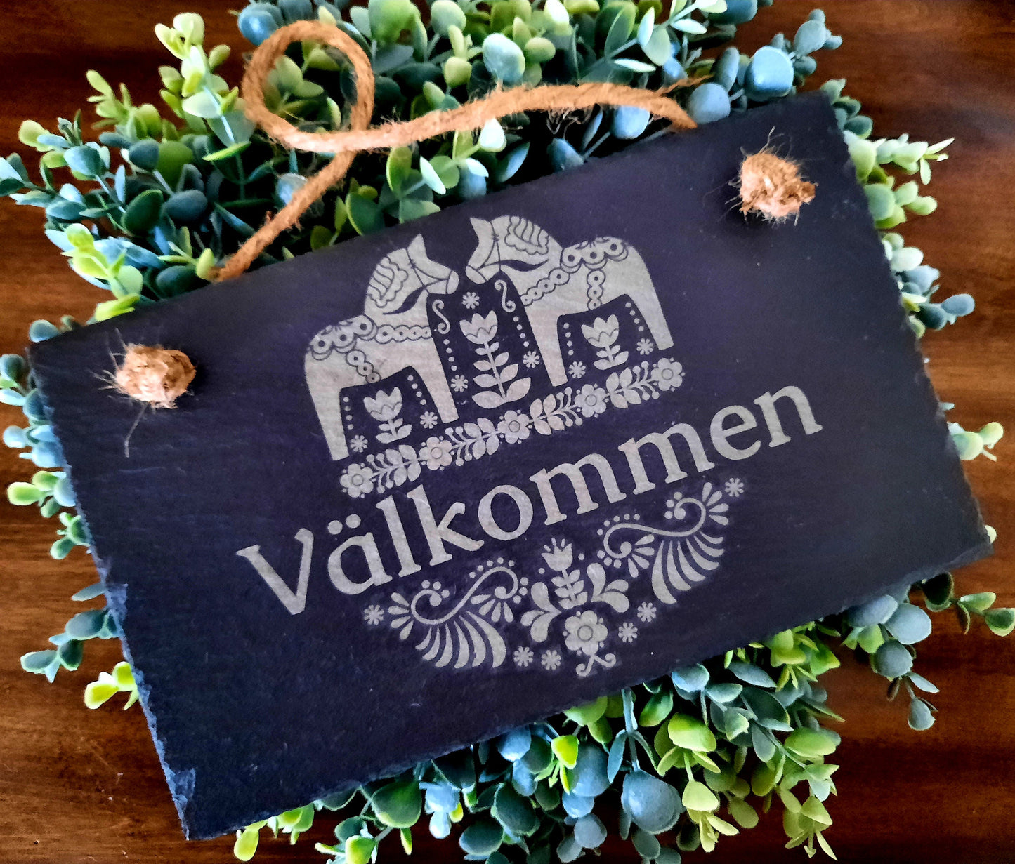 VALKOMMEN Velkommen Door Sign, Scandinavian Slate Door Hanger, WELCOME, Front Door Welcome Sign, Door Hanger, Front Porch