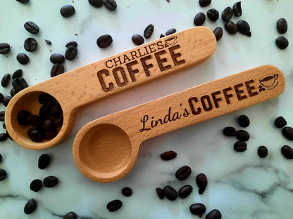 Custom Coffee Scoop - Coffee Bag Clip, Coffee Spoon, Wooden Coffee Scoop, Custom Coffee Scoop, Coffee gift, Coffee Lover Gift