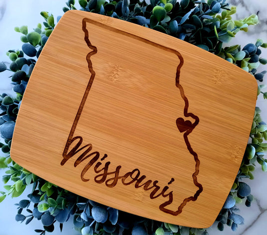 Personalized State Cutting Board - Custom Cutting Board - Engraved Cutting Board, Wedding Gift, Housewarming Gift, Anniversary Gift