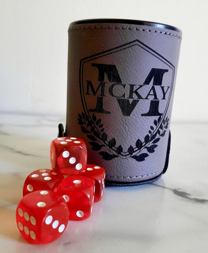 Personalized Leather Dice Cup, Groomsmen Dice Cup, Bunco Dice Cup, Gifts for Dad, Gifts for Him, Gift for kids