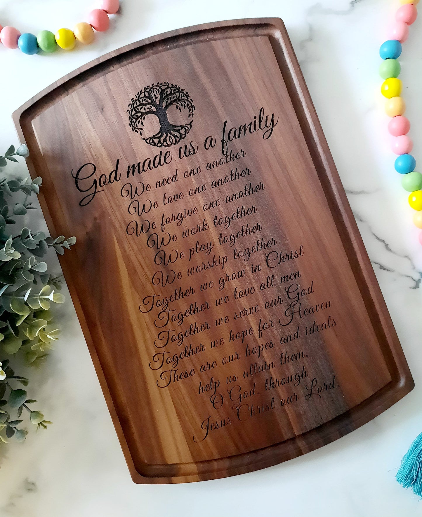 God Made Us A Family Board, Gift for the Couple, Personalized Cutting Board, Custom Cutting Board, Engraved Cutting Board, Keepsake Gift