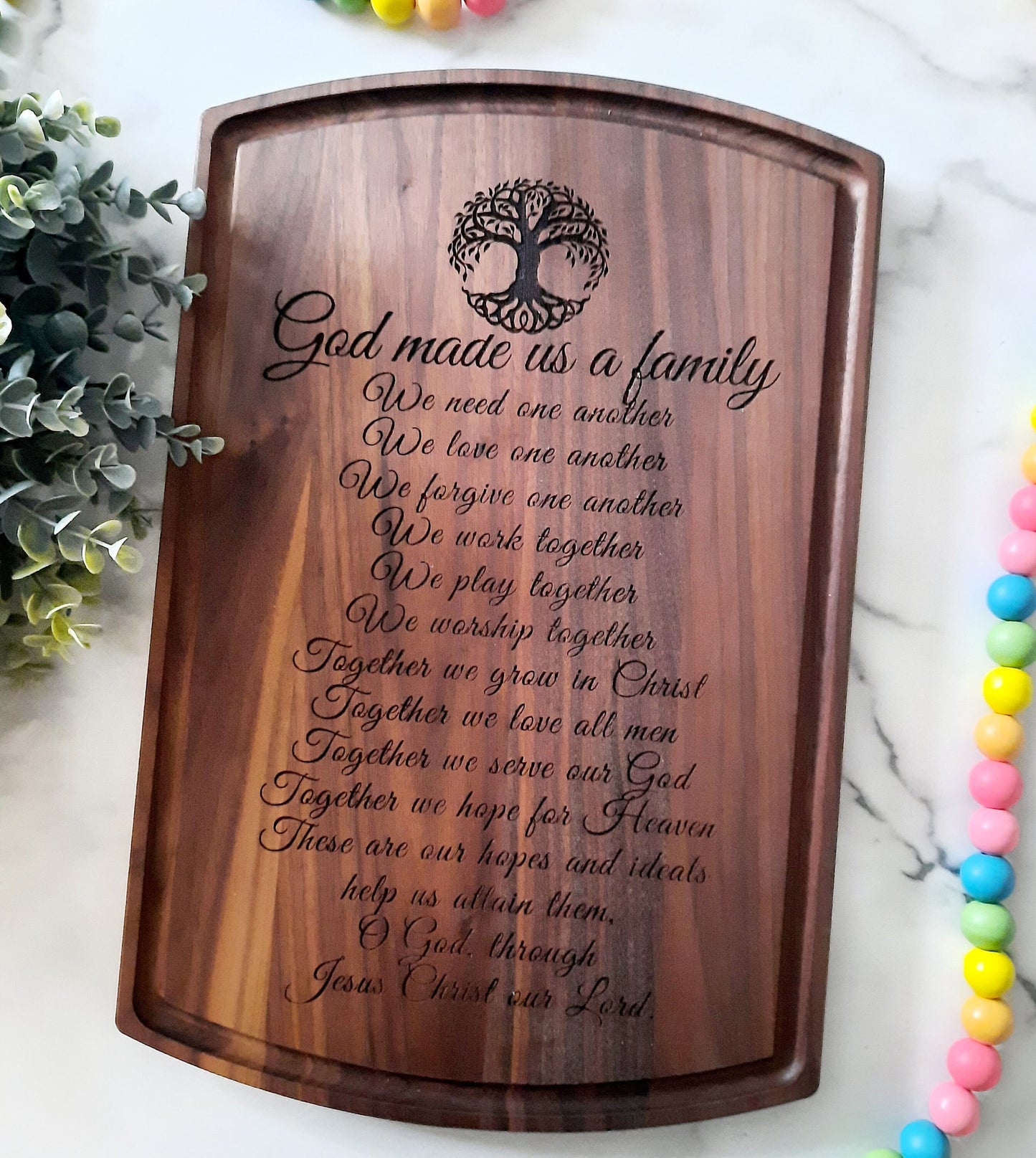 God Made Us A Family Board, Gift for the Couple, Personalized Cutting Board, Custom Cutting Board, Engraved Cutting Board, Keepsake Gift