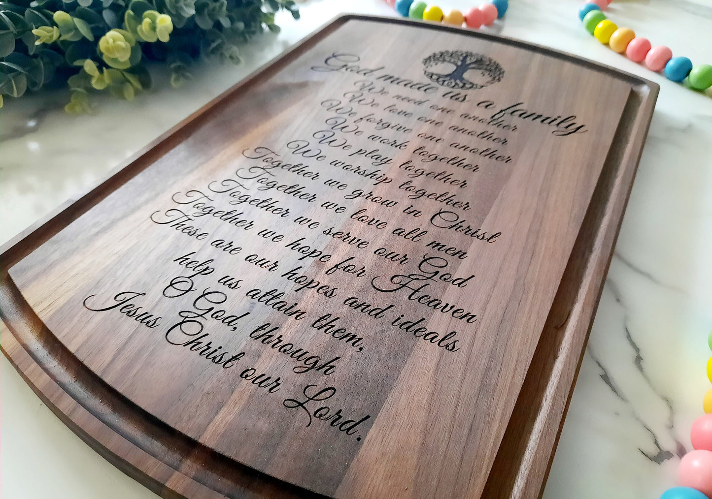 God Made Us A Family Board, Gift for the Couple, Personalized Cutting Board, Custom Cutting Board, Engraved Cutting Board, Keepsake Gift