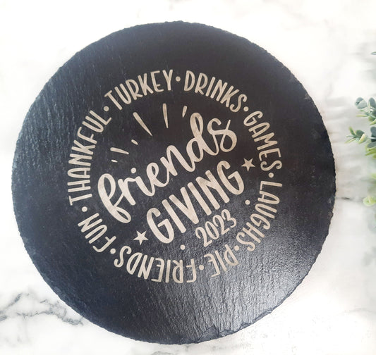 FRIENDSGIVING Serving Tray, Thanksgiving Serving Tray, Thanksgiving Appetizer Platter, Friendsgiving Cheese Board, Friendsgiving Tableware