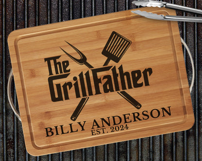 The GrillFather Cutting Board, Grandpa Gift, Dad Cutting Board, Personalized Board, Grandfather Gift, Father's Day Gift, Grill Master Gift