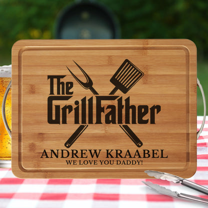 The GrillFather Cutting Board, Grandpa Gift, Dad Cutting Board, Personalized Board, Grandfather Gift, Father's Day Gift, Grill Master Gift