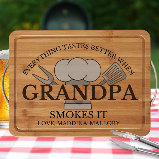 Papa Cutting Board, Grandpa Gift, Dad Cutting Board, Everything Tastes Better, Personalized Board, Grandfather Gift, Father's Day Gift