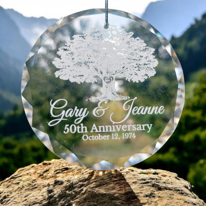 Personalized Glass Anniversary Ornament, Milestone Keepsake, Personalized 50th Anniversary Gift Ornament, 40th Anniversary, 25th Anniversary