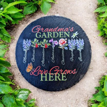 Personalized Garden Stone | Gift For Her | Mother's Day Gift | Birthday Gift | Personalized Gift | Gift For Grandma | Birth Flower Gift Mom