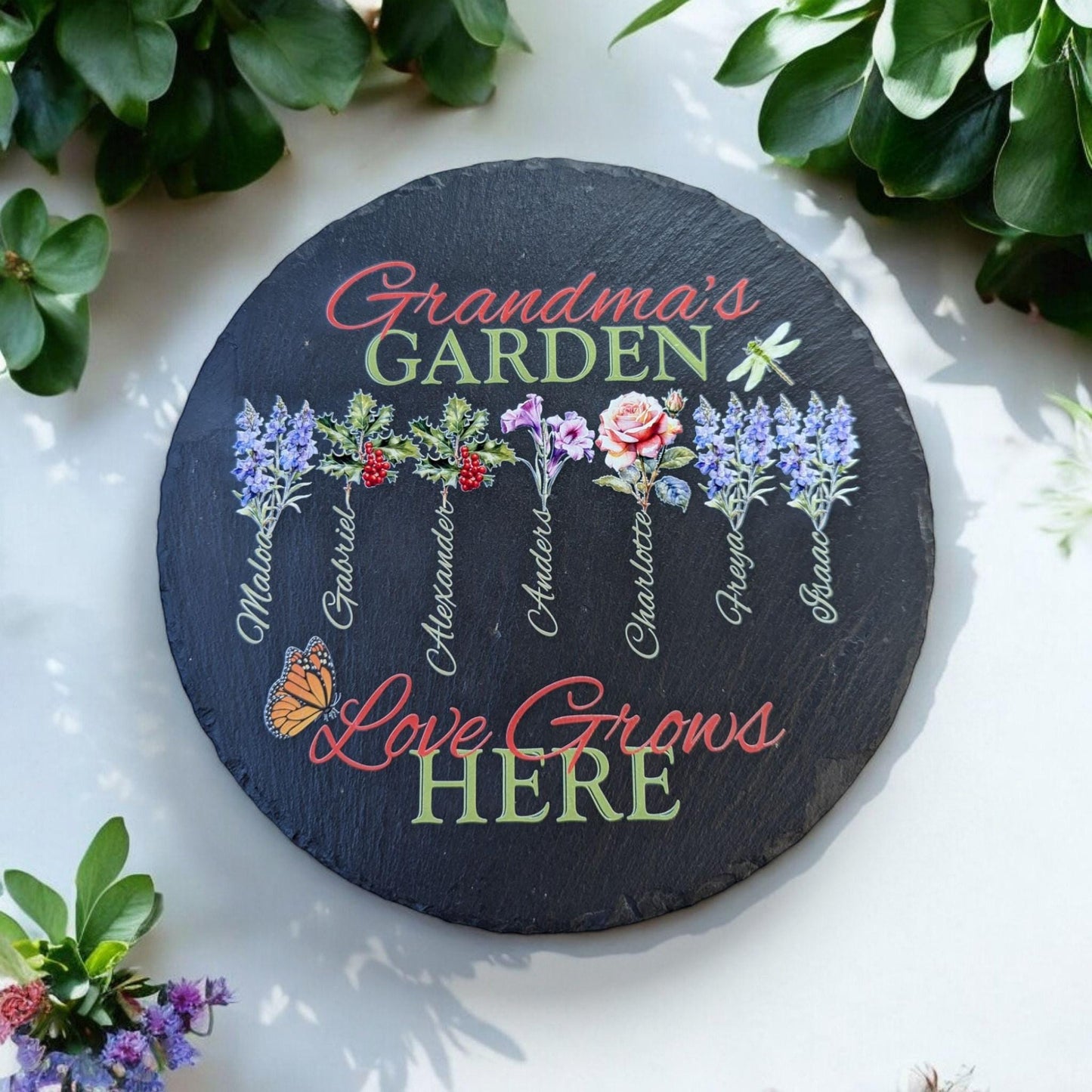 Personalized Garden Stone | Gift For Her | Mother's Day Gift | Birthday Gift | Personalized Gift | Gift For Grandma | Birth Flower Gift Mom