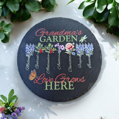 Personalized Garden Stone | Gift For Her | Mother's Day Gift | Birthday Gift | Personalized Gift | Gift For Grandma | Birth Flower Gift Mom