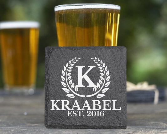 Personalized Slate Coasters, Custom Engraved Slate Monogram, Housewarming, Wedding gift, Couples Gifts, Engagement Gift, Drink Coasters