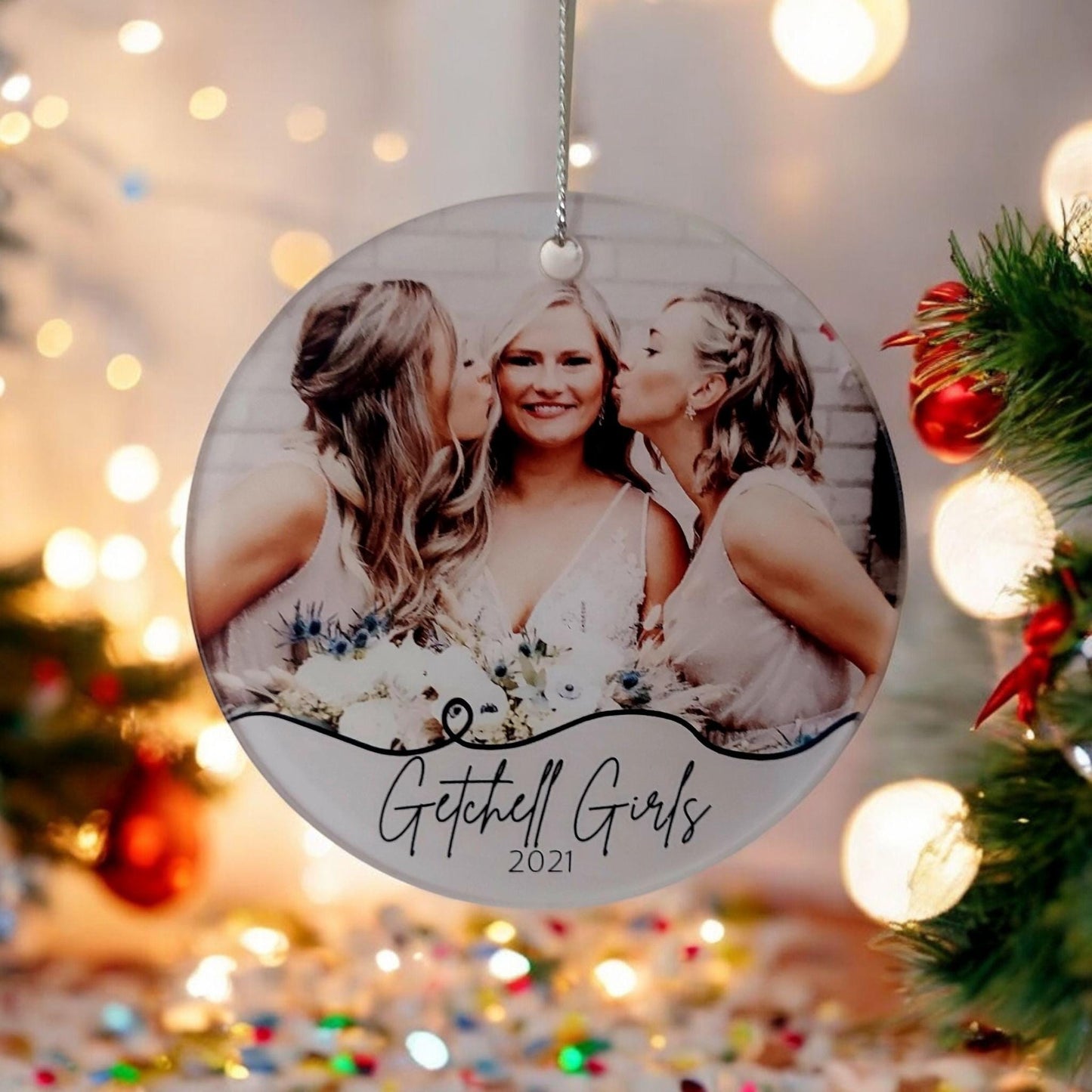 Custom Photo Ornament, Personalized Anniversary Ornament, Milestone Keepsake, Personalized Wedding Ornament, New Baby Ornament, Sister Gift