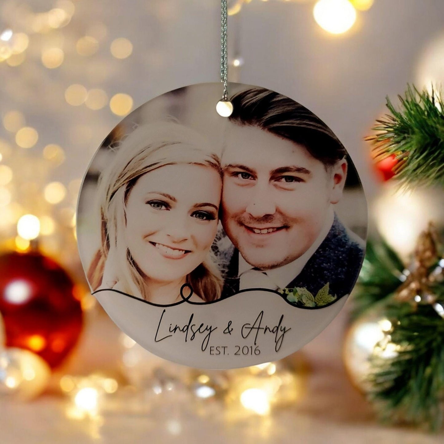 Custom Photo Ornament, Personalized Anniversary Ornament, Milestone Keepsake, Personalized Wedding Ornament, New Baby Ornament, Sister Gift