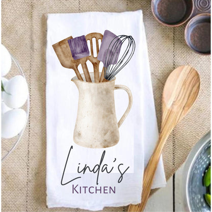 Custom Dish Hand Kitchen Towel, Personalized Kitchen Decor Gift, Hostess Housewarming Gift, Custom Dish Towel Tea Towel, 100% Cotton Towel