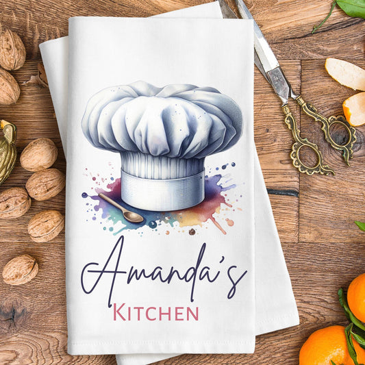 Custom Dish Hand Kitchen Towel, Personalized Kitchen Gift, Hostess Housewarming Gift, 100% Cotton, Grandpa's Kitchen, Grandma's Kitchen