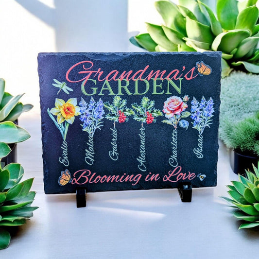 Personalized Garden Stone, Grandma's Garden, Gift For Her, Mother's Day,  Birthday Gift,  Gift For Grandma, Birth Flower Gift Mom Abuela