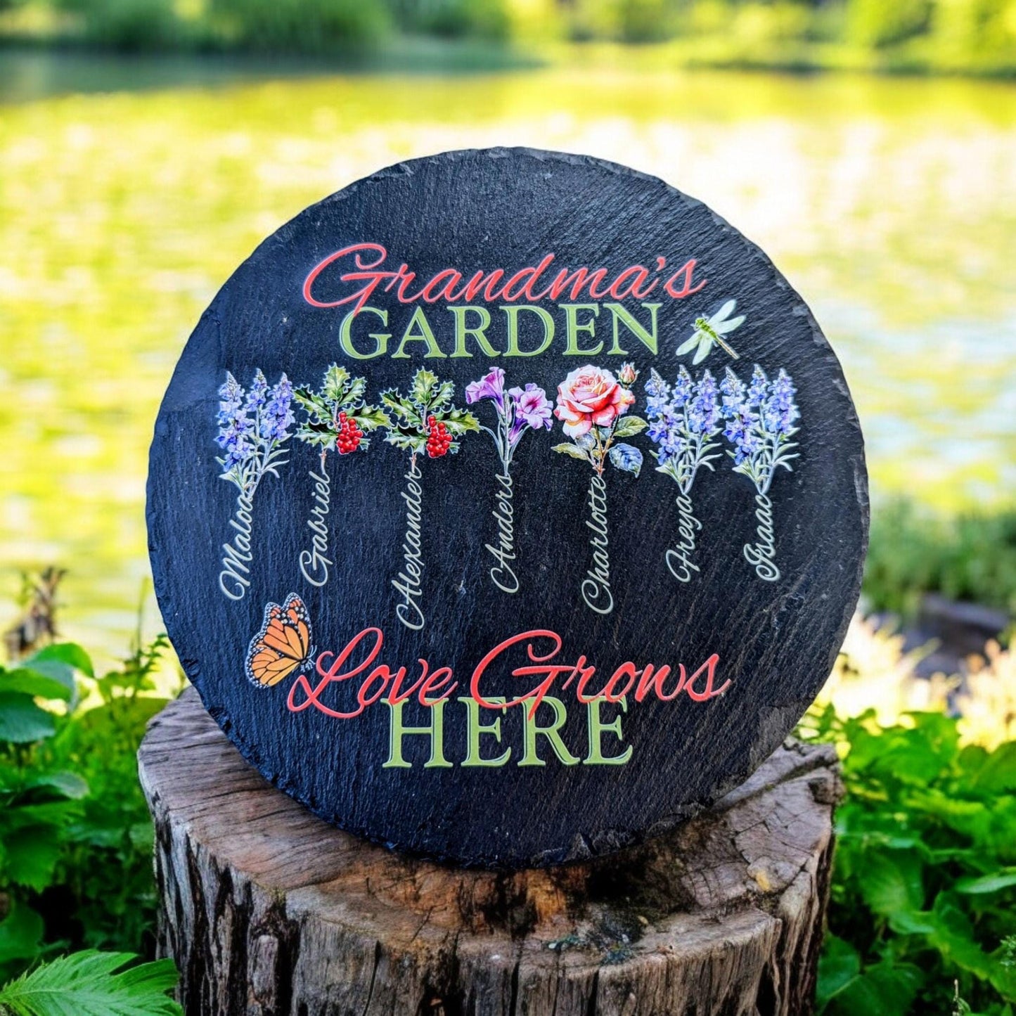 Personalized Garden Stone | Gift For Her | Mother's Day Gift | Birthday Gift | Personalized Gift | Gift For Grandma | Birth Flower Gift Mom