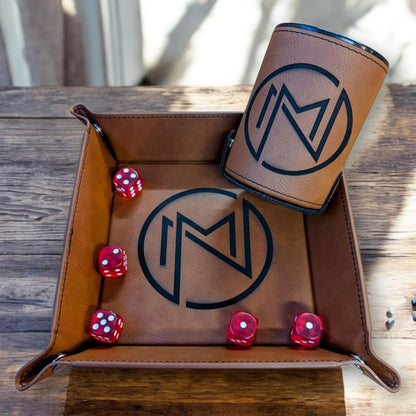 Minnesota Personalized Leather  Dice Cup and Tray, Bunco Dice Cup, Gifts for Her, Gifts for Him, Gift for kids